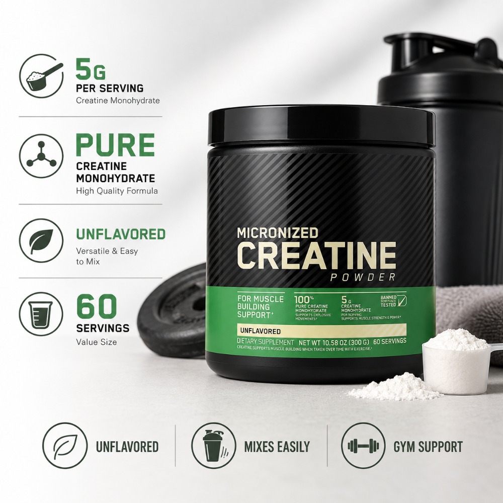 Nutrition Of Fitness - Creatina Monoidrato in Polvere 300g, Supporto