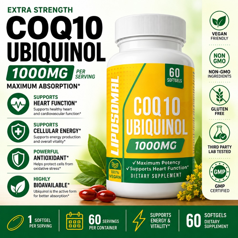 Coq10 Ubiquinol Softgel - CoQ10 Ubiquinolo 1000mg Vegano in Softgel,